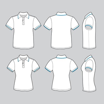 Male and Female White Polo Shirt Designs vector