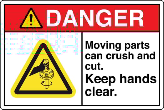 Safety Sign Marking Label Symbol Pictogram Danger Moving parts can crush and cut Keep hands clear vector