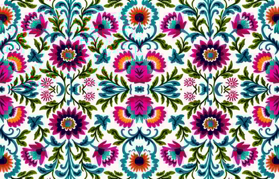 Floral seamless fabric pattern. Abstract fabric textile line graphic flower antique. Ethnic flowers vector ornate elegant luxury vintage retro style. Floral art print design for textile, clothing.