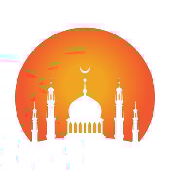 mosque and sunset logo islamic religion place of worship dome  vector icon symbol illustration design
