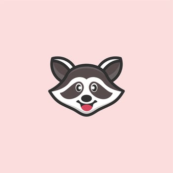 cute racoon concept logo design vector