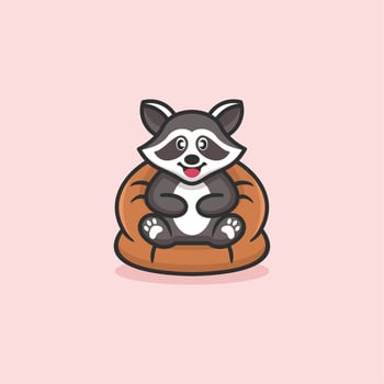 cute racoon concept logo design vector