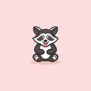 cute racoon concept logo design vector