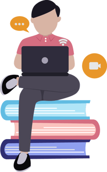 online man using laptop. man sitting using laptop man using laptop online education illustration. work online using a laptop png