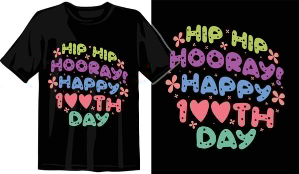 100th days of school, hundred days t shirt design, 100th days celebration t shirt vector