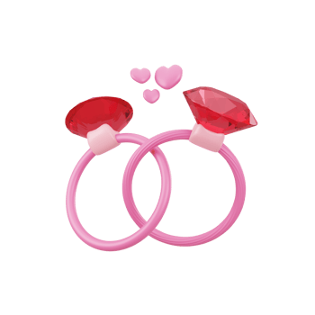 3d pink ring with love illustration icon object png