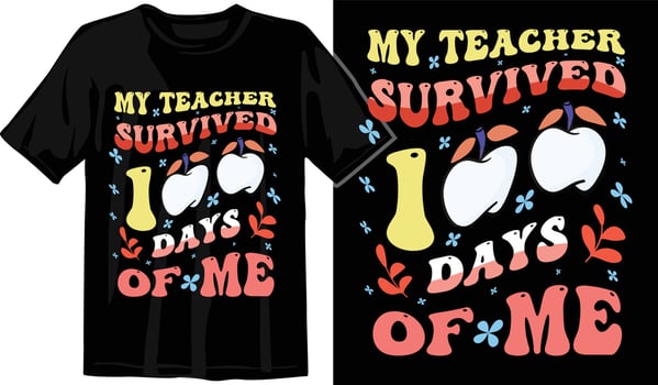 100th days of school, hundred days t shirt design, 100th days celebration t shirt vector