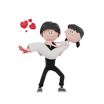 3d wedding character being carried illustration png