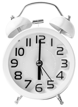 White vintage alarm clock. png