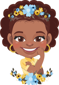International Women s Day, March 8 with an independent American African woman in blue and yellow flower banner PNG