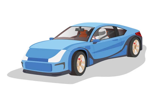 Car Super sports car with test drivers inside. Car on the white background with shadow.Concept vector