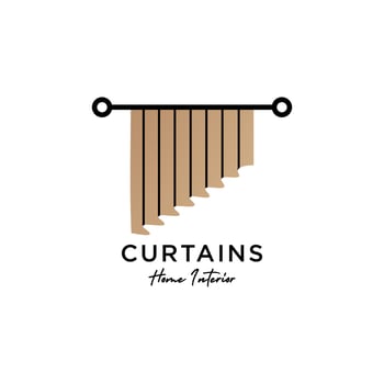 line art curtains logo simple vector illustration design
