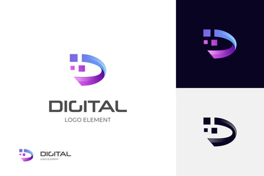 initial letter D digital with pixels logo icon design, letter ID logo element for technology identity vector