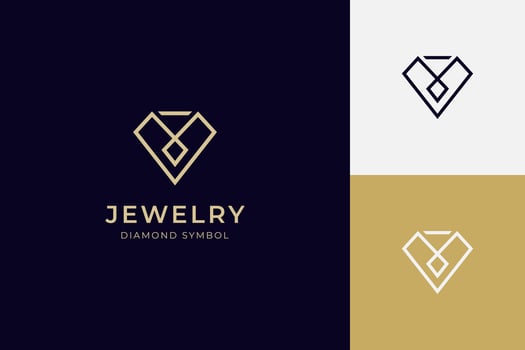 luxury line diamond with jewelry elegant logo icon design concept for jewelry shop business identity logo illustration simple minimal linear style vector