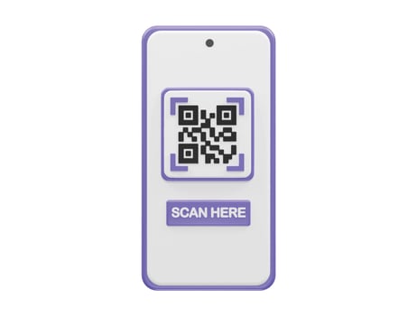 Qr code 3d illustration vector element transparent