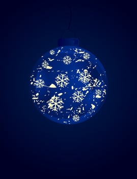 Dark blue ball with snowflakes. A vector illustration