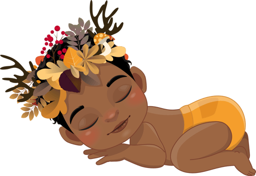 Baby's 1st Thanksgiving with cute baby black boys cartoon for baby clothes, greeting and invitation card, poster, and gifts design. png