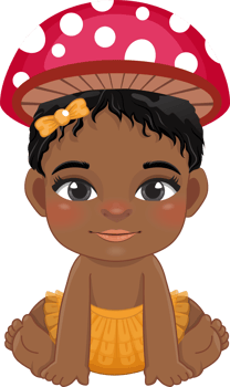 Baby's 1st Thanksgiving with cute baby black girls cartoon for baby clothes, greeting and invitation card, poster, and gifts design. png
