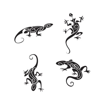 lizard tribal set collection tattoo illustration vector