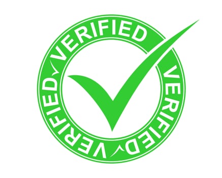 Verified checkmark sign icon symbol logo green design vector