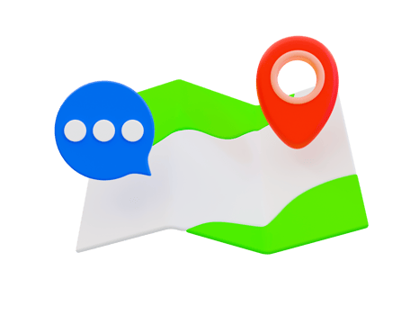 3d minimal travel map icon. Vacation trip. Recreational time concept. Map with a message and location icon. 3d illustration. png