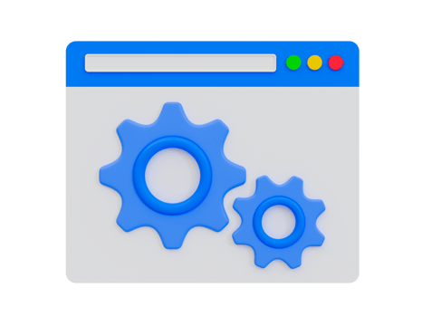 3d minimal settings page icon. User configuration page icon. Settings and privacy concept. Web browser with a gearwheel. 3d rendering illustration. png