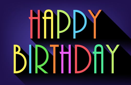 Happy Birthday Card Flat Design, Vector Illustration