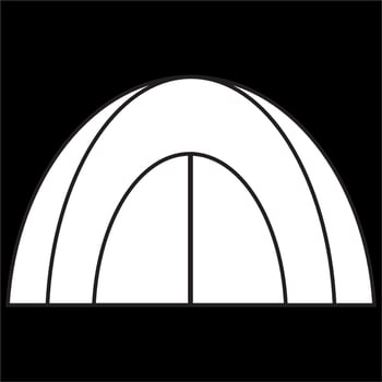 Vector, Image of camping site icon, Black and white color, on black background vector