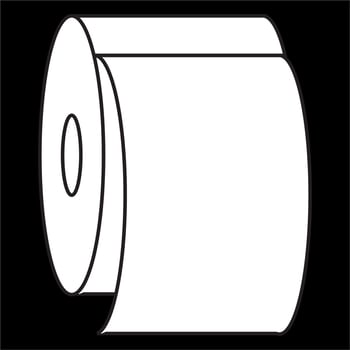 Vector, Image of toilet paper icon, Black and white color, on black background vector