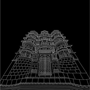 Rajwada Palace line Drawing. Rajwada Palace  Indore, Madhya Pradesh vector