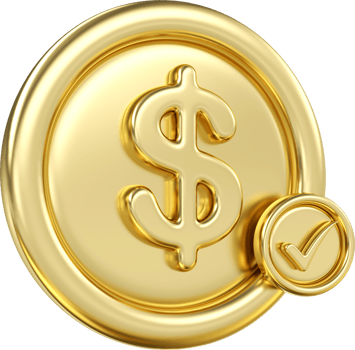 Gold metal money dollar coin icon. bundles cash and floating coins exchange with finance business 3d concept, earning investment. png