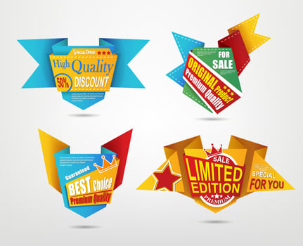 Origami Design Label Set, Vector Illustration