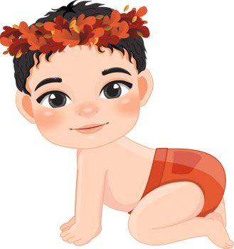Baby's 1st Thanksgiving with cute baby boys cartoon for baby clothes, greeting and invitation card, poster, and gifts design. png