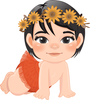 Baby's 1st Thanksgiving with cute baby girls cartoon for baby clothes, greeting and invitation card, poster, and gifts design. png