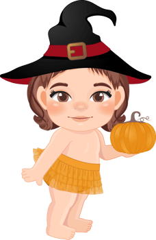 Baby's 1st Thanksgiving with cute baby girls cartoon for baby clothes, greeting and invitation card, poster, and gifts design. png