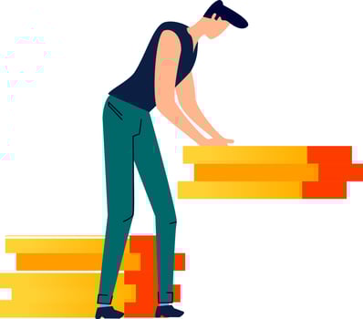 Male character moves cargo cartoon vector