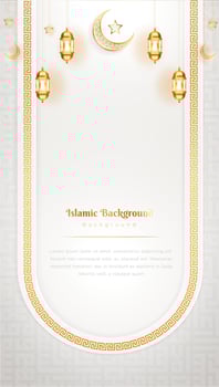 Arabic Islamic Elegant White and Golden Luxury Banner Background vector