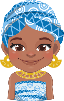 Cute African Girl Cartoon Character PNG