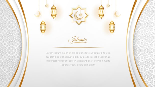 Arabic Islamic Elegant White and Golden Luxury Banner Background vector