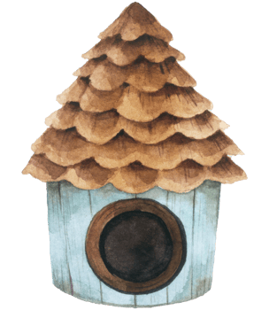 Birdhouse watercolor hand painted png