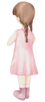 Spring girl cartoon character watercolor png