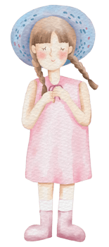 Spring girl cartoon character watercolor png