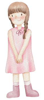 Spring girl cartoon character watercolor png