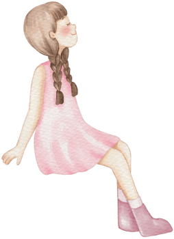 Spring girl cartoon character watercolor png