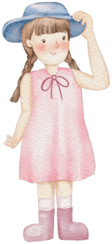 Spring girl cartoon character watercolor png