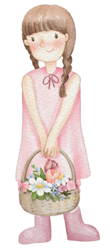 Spring girl cartoon character watercolor png