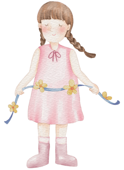 Spring girl cartoon character watercolor png