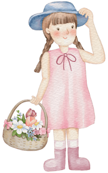 Spring girl cartoon character watercolor png