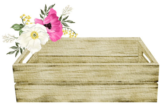 Spring floral watercolor with vintage bucket png