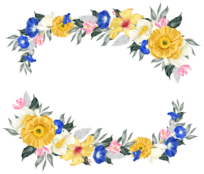 Spring floral bouquet watercolor blue and yellow flower blooming png